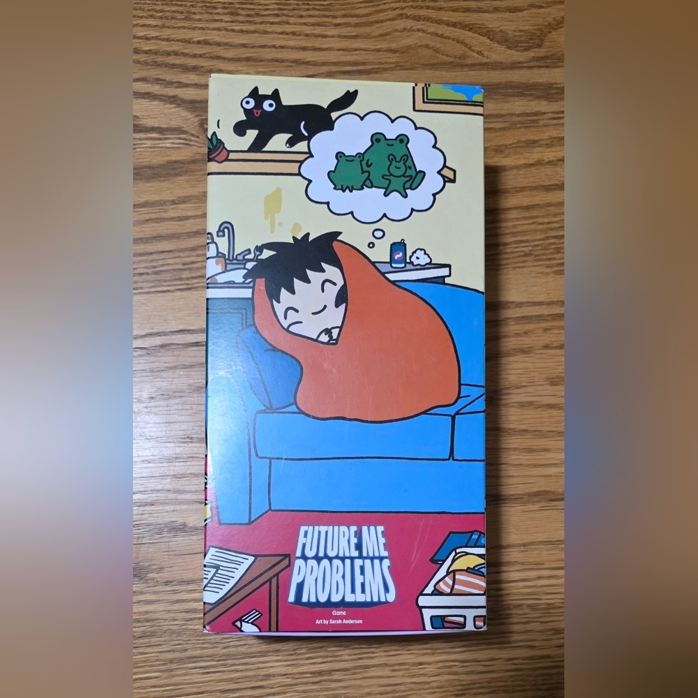 Cozy Cartoon Art Print with Orange and Blue Accents